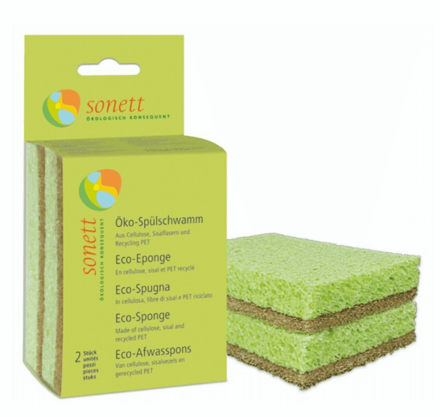Sonett Mycí eco houbička (2ks) - šetrná k povrchům, vyrobená z celulózy a recyklovaných PET lahví.