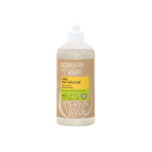 Tierra Verde gel na nádobí s citronovou vůní, šetrný k pokožce, ideální pro mytí nádobí a ovoce.