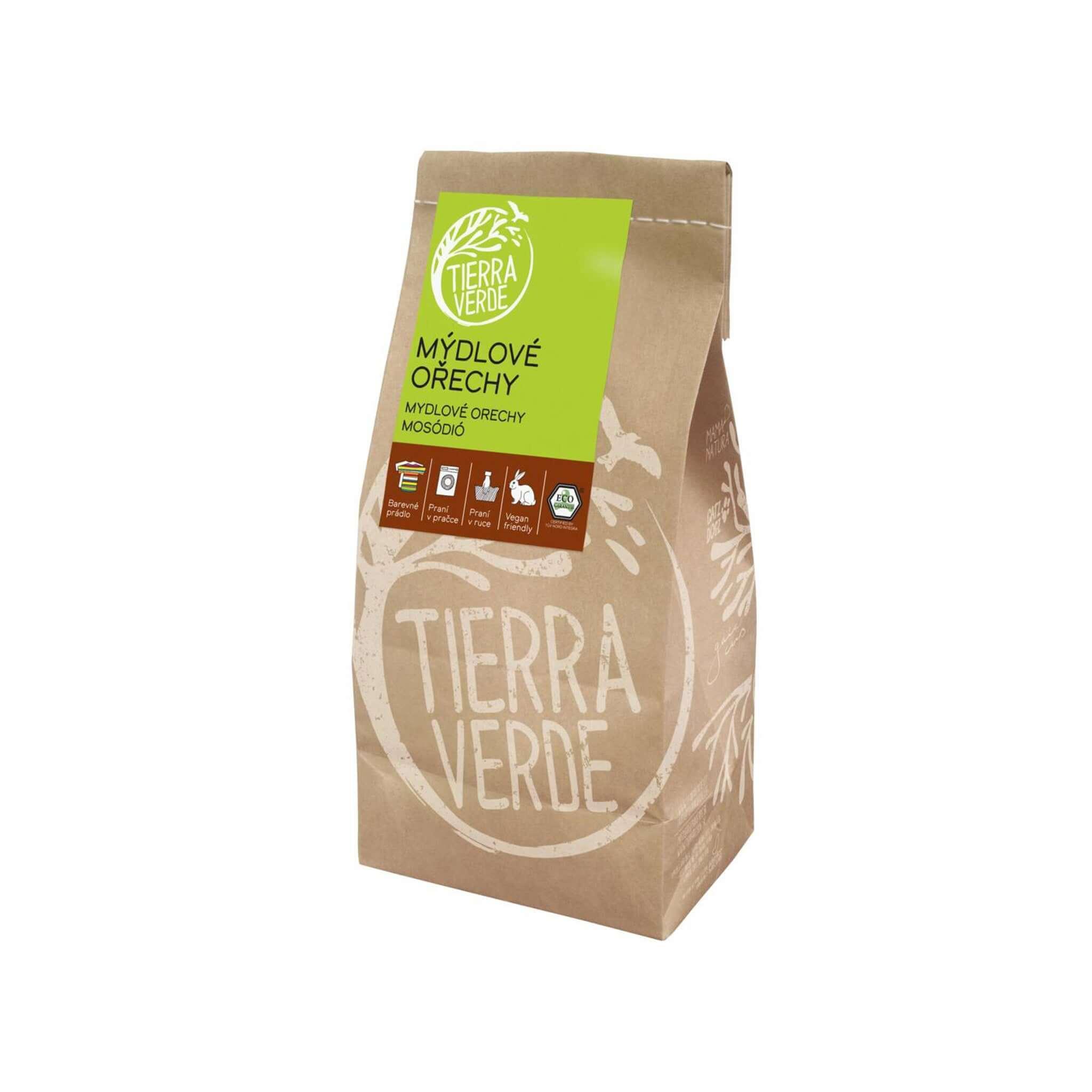 Mýdlové ořechy Tierra Verde v papírovém obalu pro šetrné a ekologické praní.
