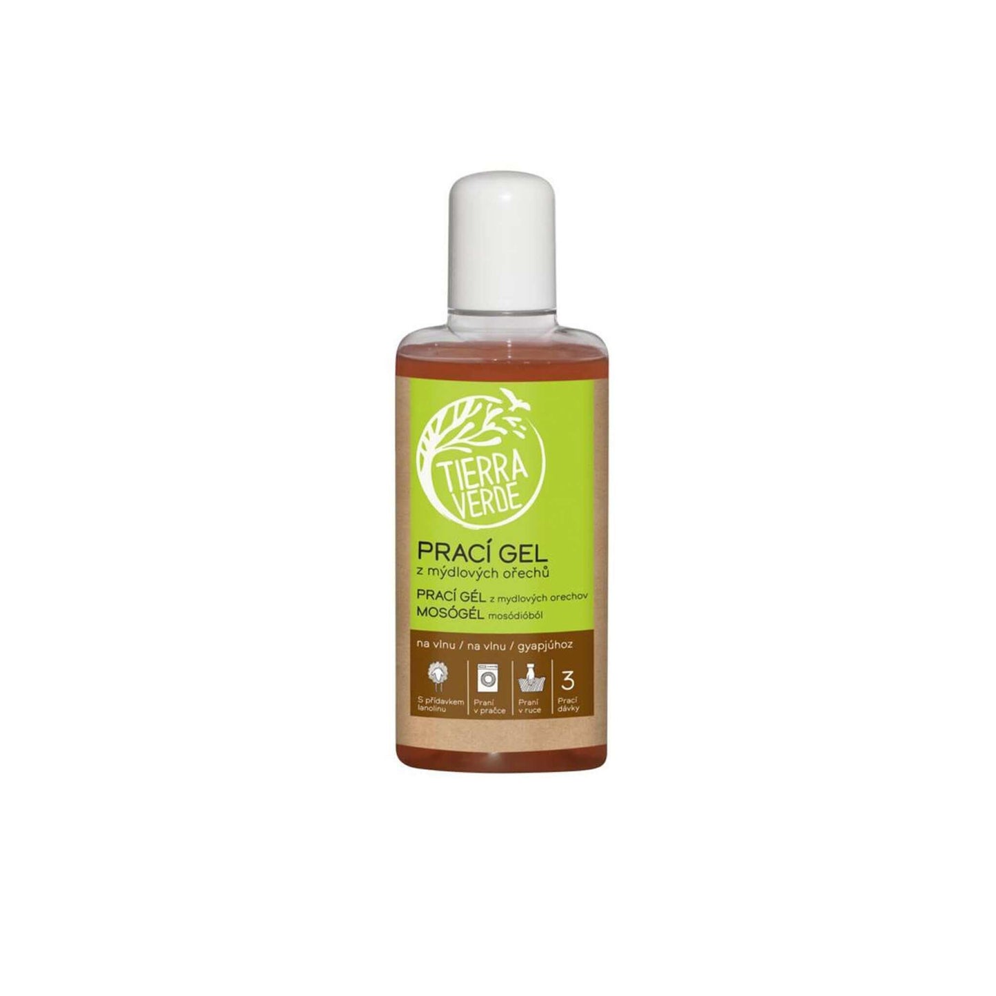 Tierra Verde praní gel z mýdlových ořechů, šetrný k merinovlně, ekologický, 33 pracích dávek, lanolin pro péči o vlnu.