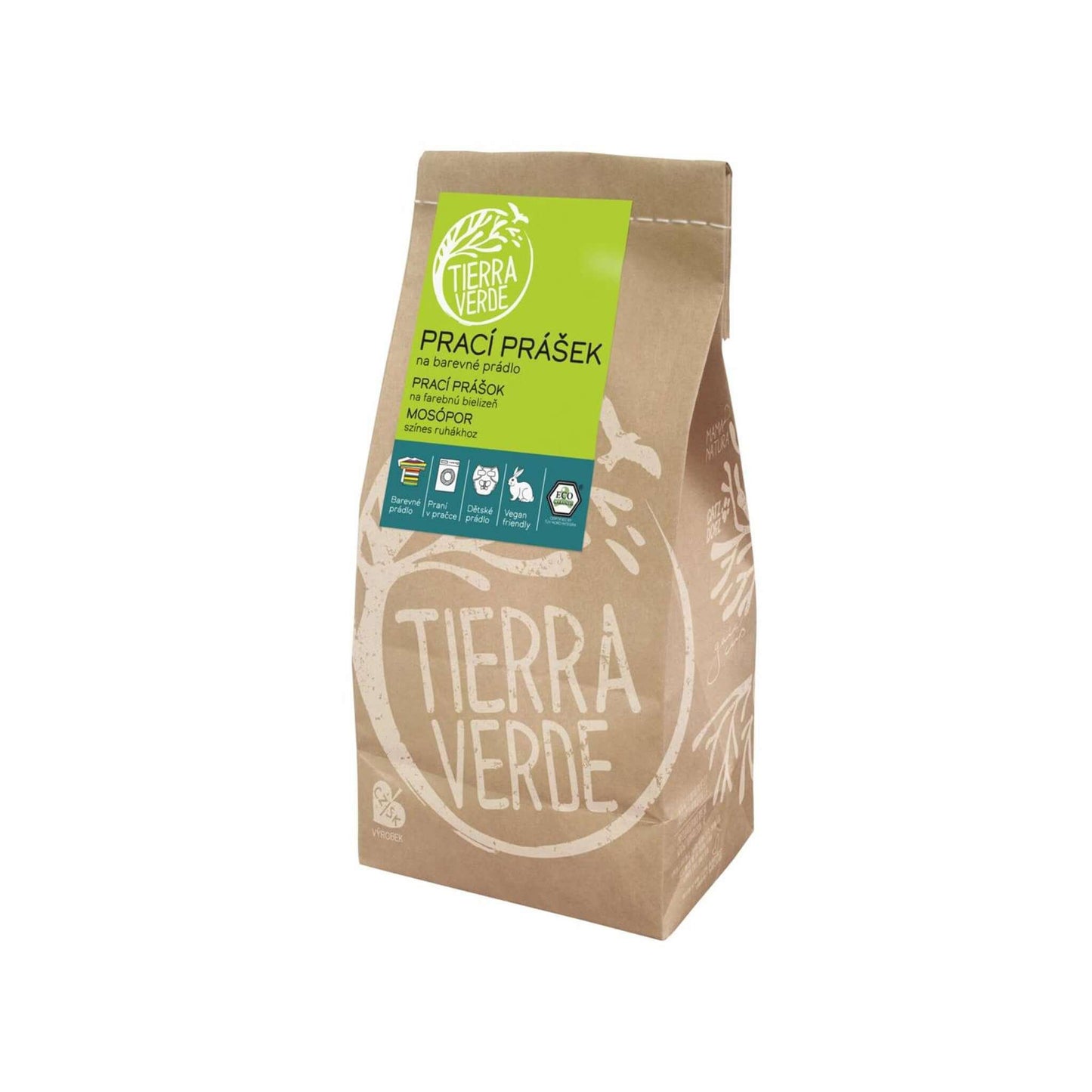 Tierra Verde prací prášek na barevné prádlo, bez parfemace, šetrný k alergikům a dětem.