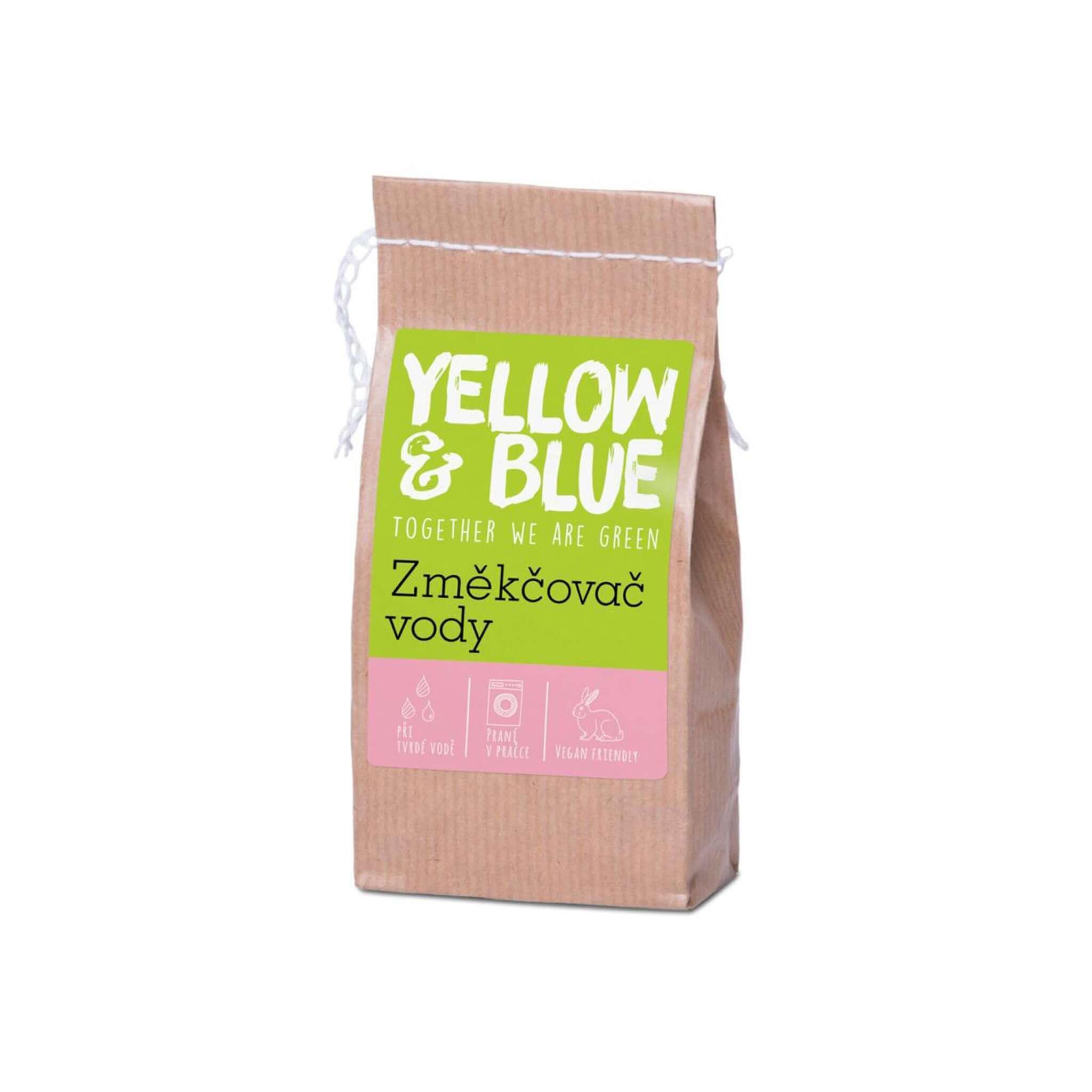 Obal změkčovače vody Yellow & Blue pro efektivní praní a ochranu prádla před tvrdou vodou.