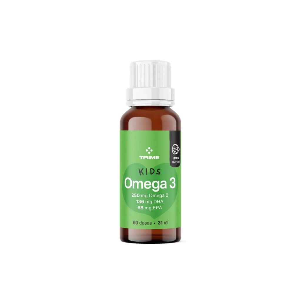 Dětské Omega 3 Trime s 250 mg omega 3, 136 mg DHA a 68 mg EPA pro zdraví dětí a optimální vývoj.